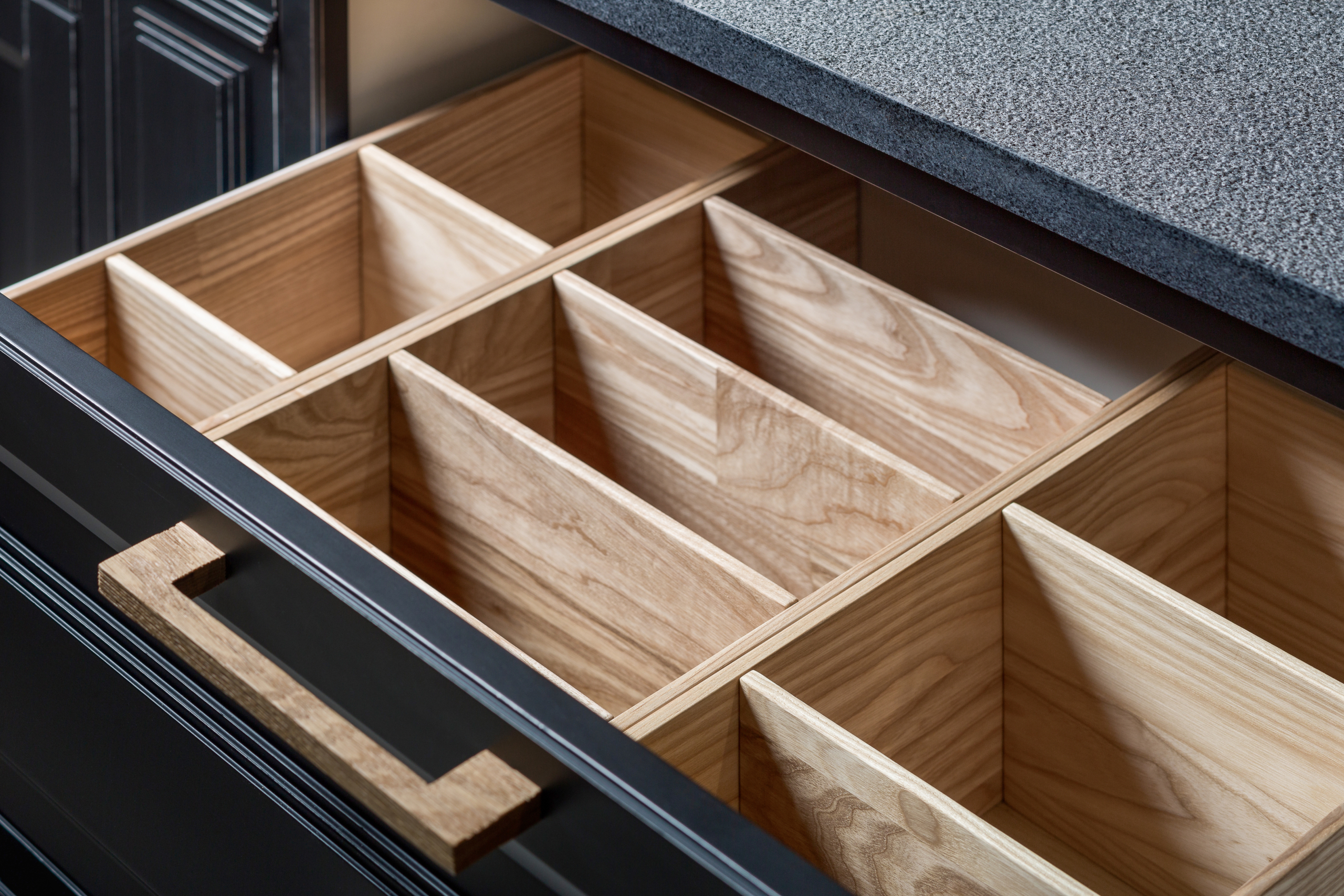 Wood kitchen drawer organizer