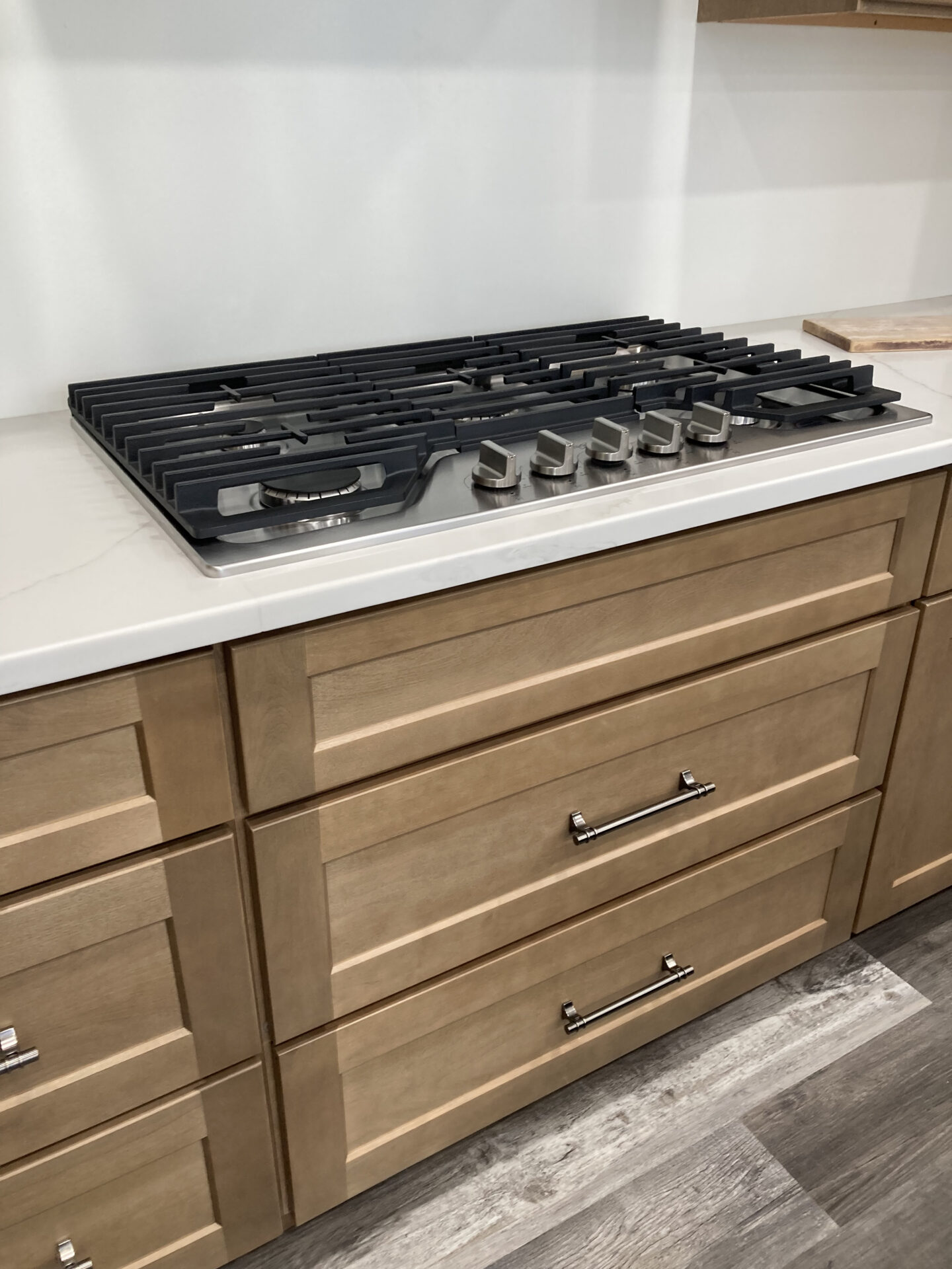 Cabinets under a stove