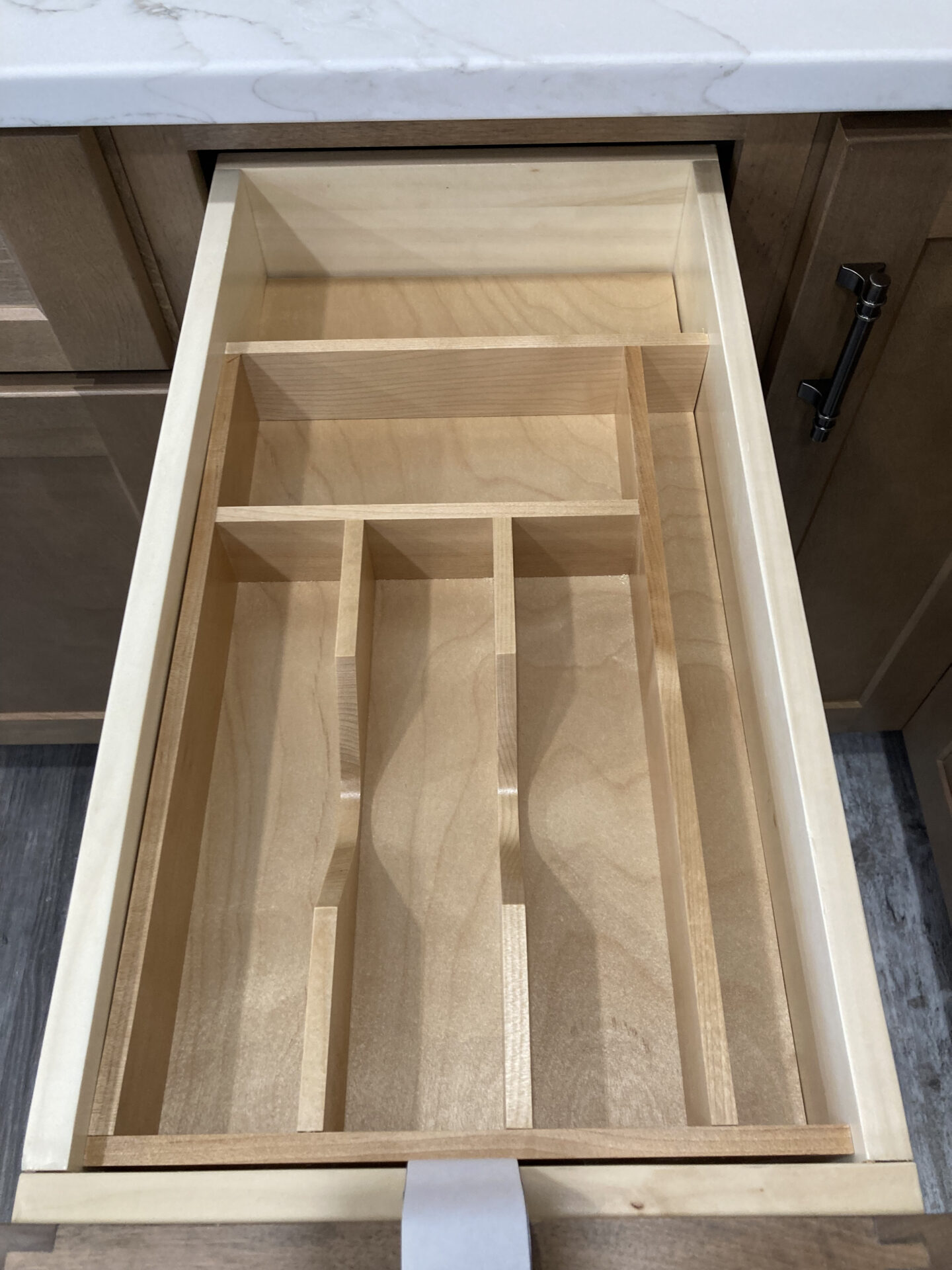 Pull out drawer with silverware case