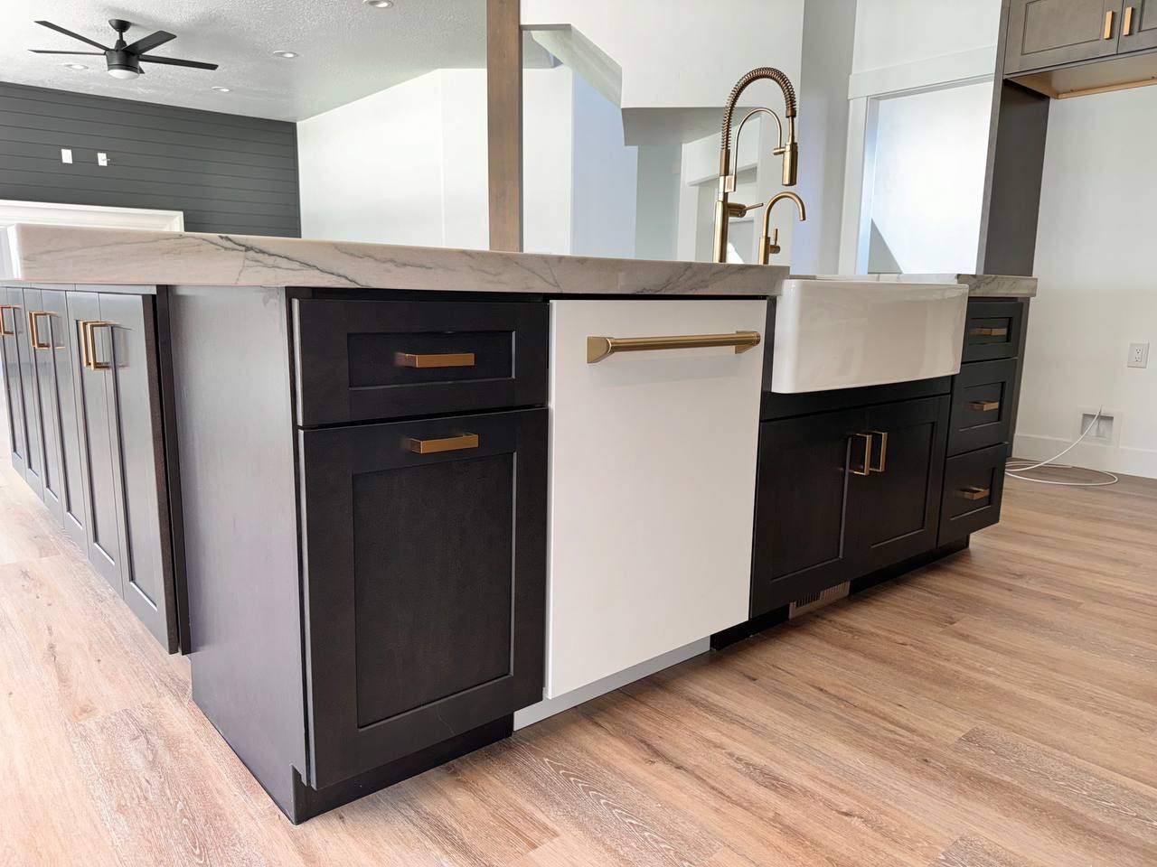 A variety of cabinet styles in a showroom