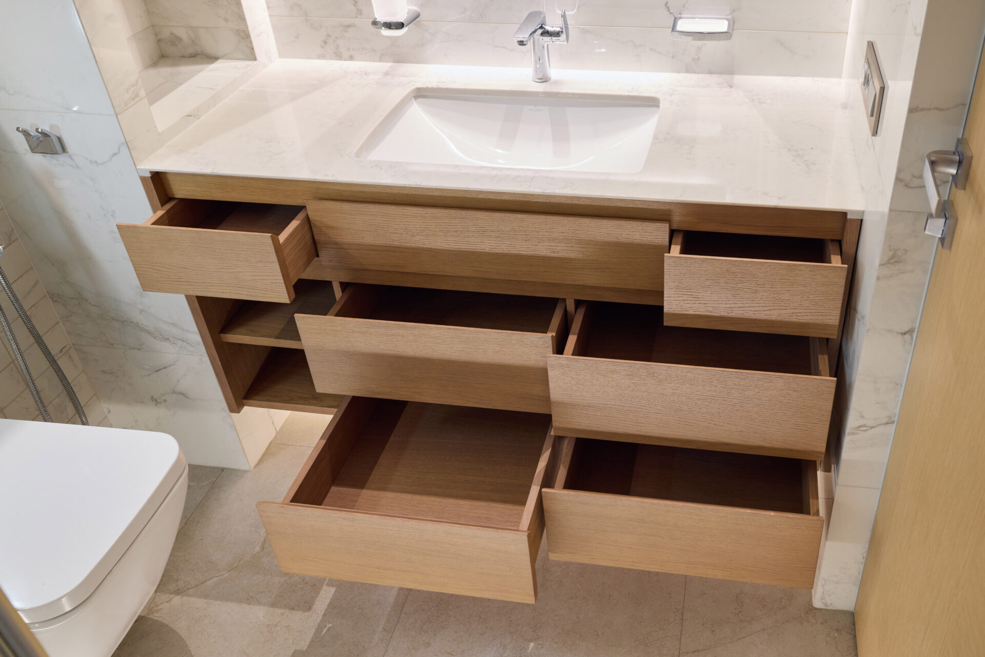 Bathroom drawers under the sink